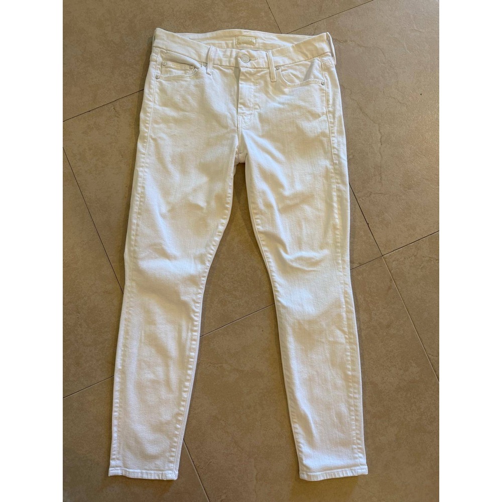MOTHER The Looker Crop Skinny Jeans Stayin' Alive White Denim Sz‎ 27 Made in USA